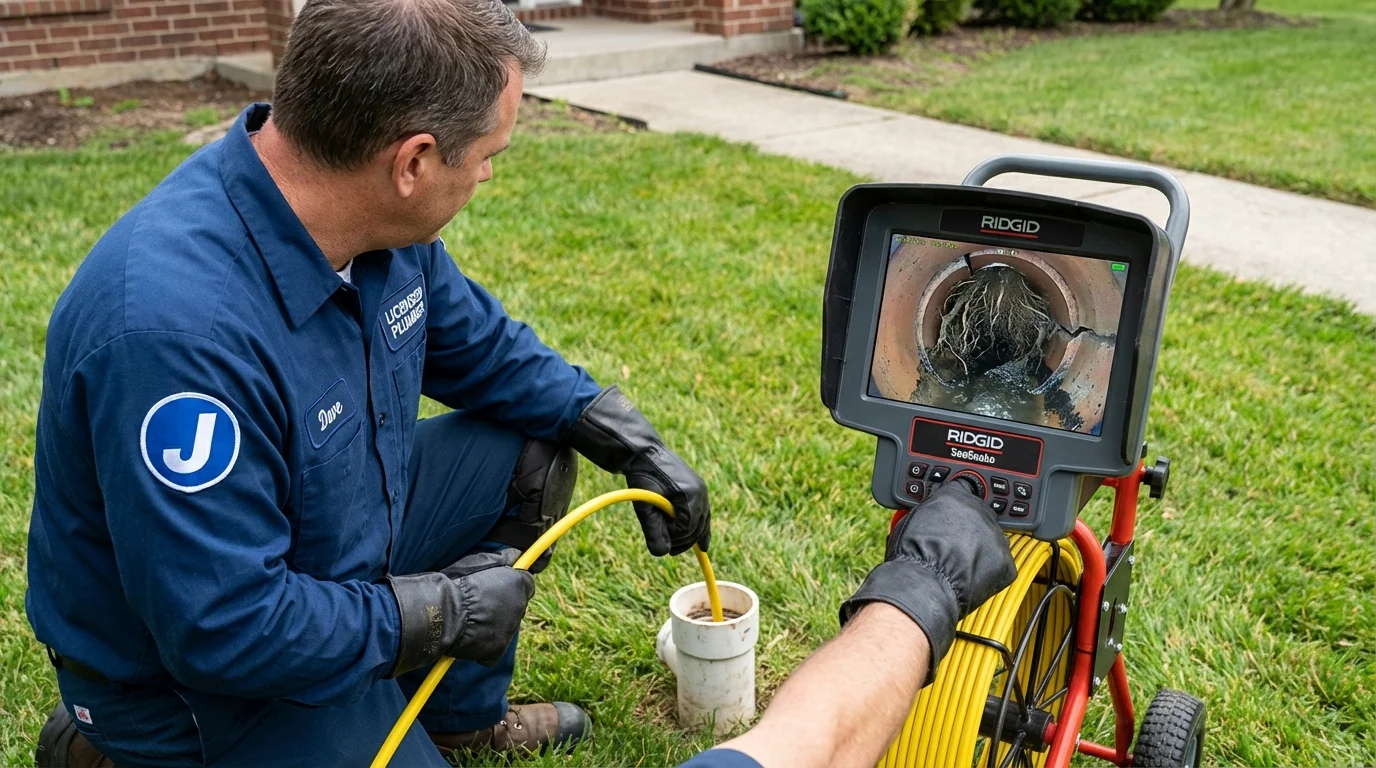 Sewer camera inspection being performed by Johns Plumbing LLC in Abingdon