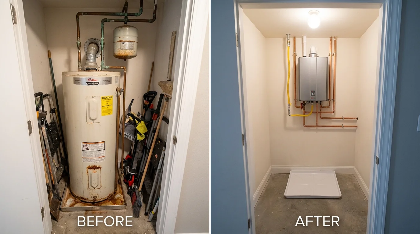 Tank water heater versus wall-mounted tankless unit comparison for Abingdon, VA homeowners